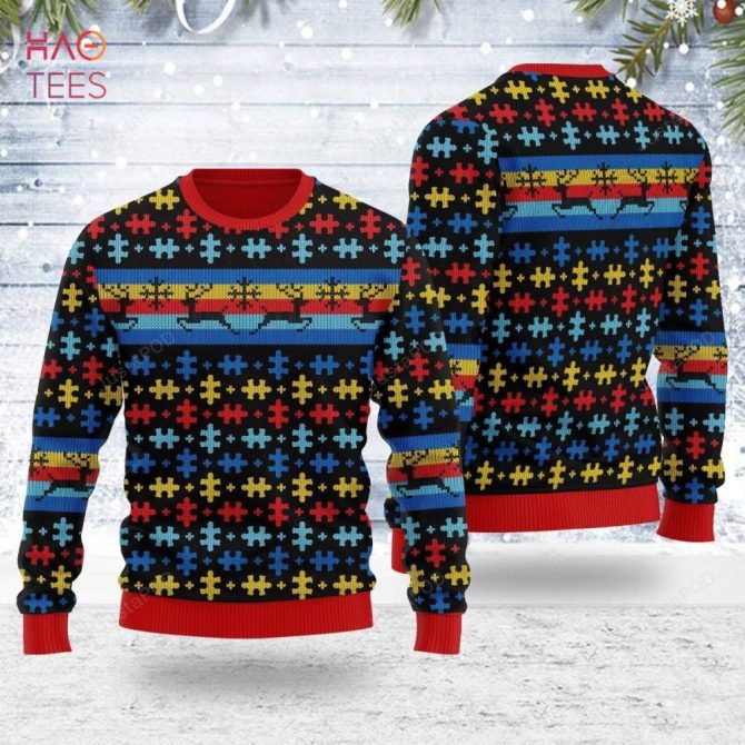 Best Autsim Ugly Christmas Ugly Christmas Sweater All Over Print Sweatshirt Ugly Christmas Sweater - Image 2