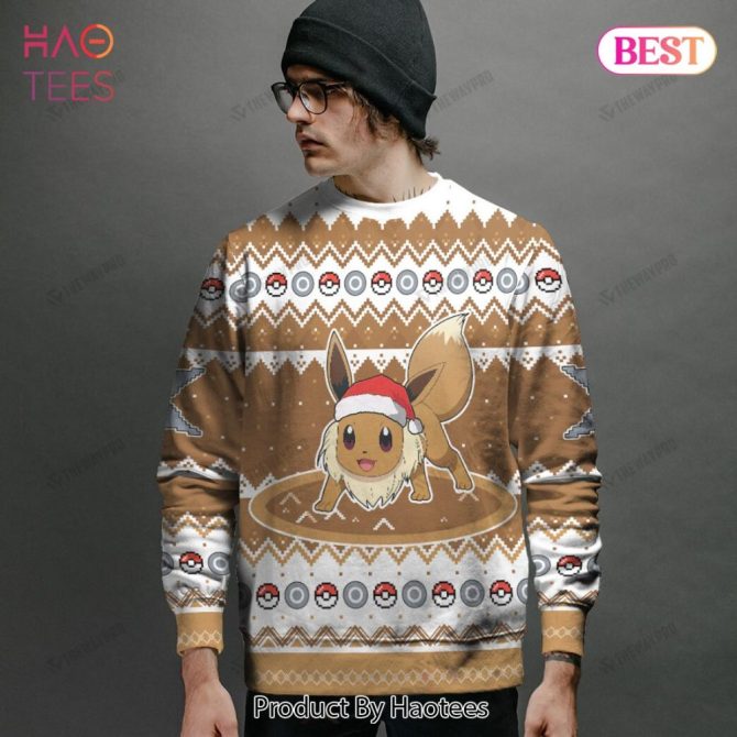 Custom Name Eevee Holiday Sweater - Personalized Festive Knitwear Gift By Haotees - Image 2