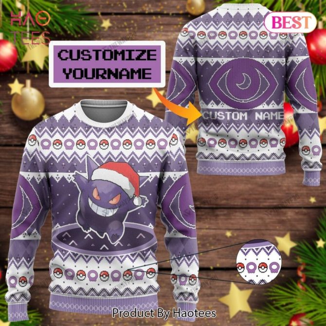 Customizable Gengar Christmas Sweater – Add Your Name For A Unique Holiday Style!