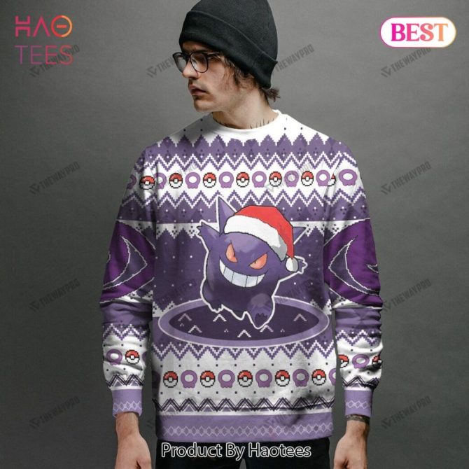 Customizable Gengar Christmas Sweater – Add Your Name For A Unique Holiday Style! - Image 2