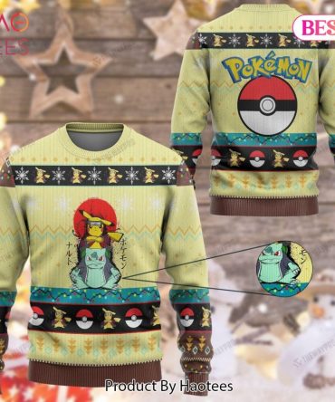 Cozy Pokémon Holiday Sweater - Pikachu & Bulbasaur Design - Perfect Gift!
