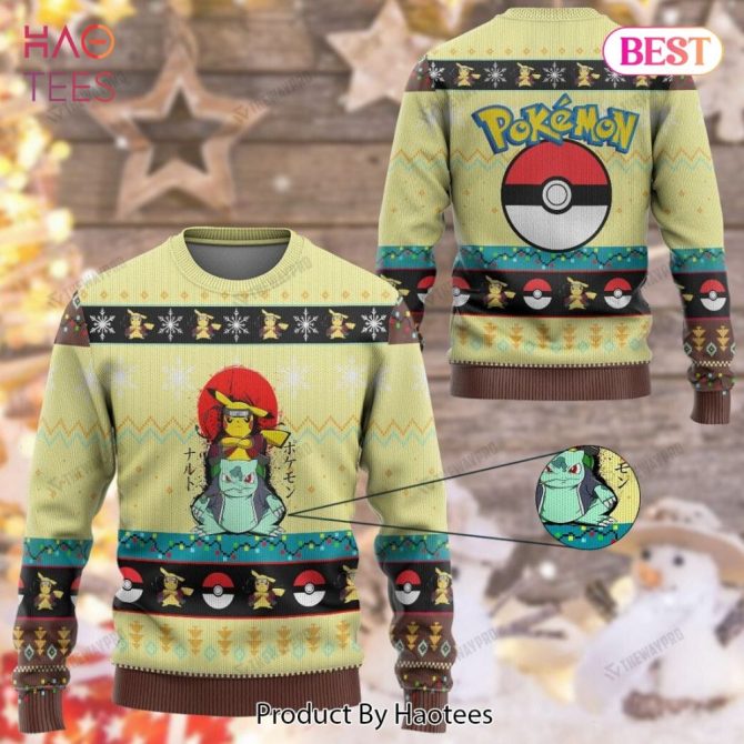 Cozy Pokémon Holiday Sweater - Pikachu & Bulbasaur Design - Perfect Gift!