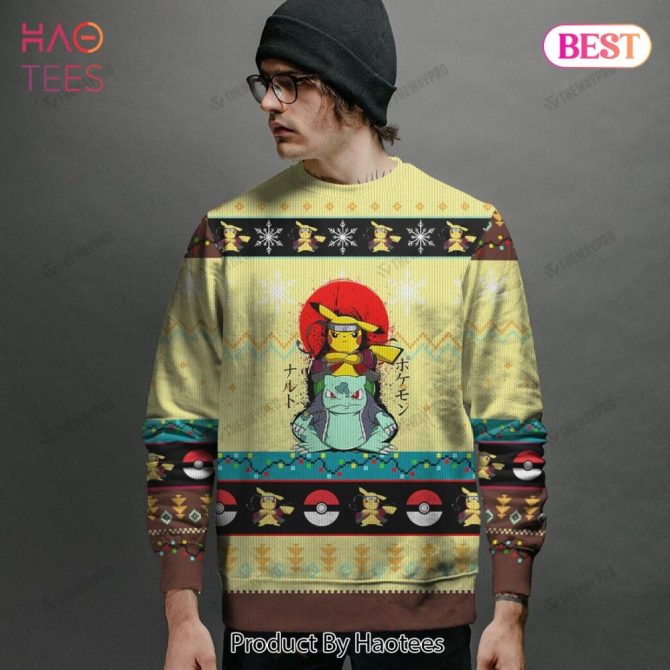 Cozy Pokémon Holiday Sweater - Pikachu & Bulbasaur Design - Perfect Gift! - Image 2