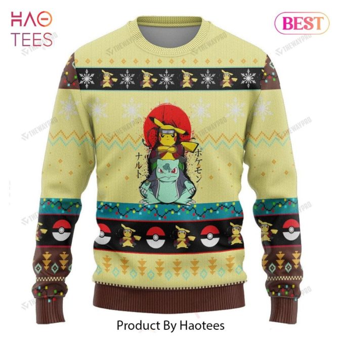 Cozy Pokémon Holiday Sweater - Pikachu & Bulbasaur Design - Perfect Gift! - Image 3