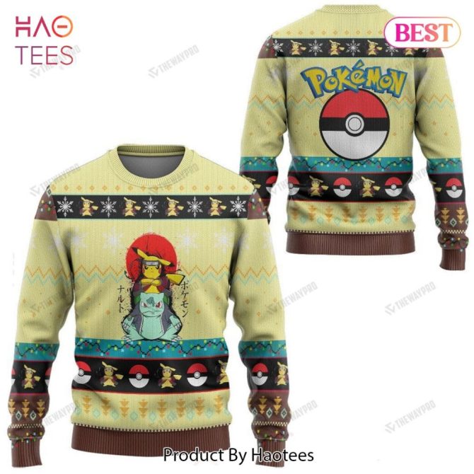 Cozy Pokémon Holiday Sweater - Pikachu & Bulbasaur Design - Perfect Gift! - Image 4
