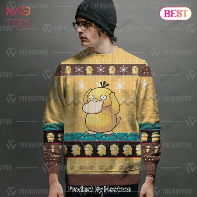 Cozy Psyduck Christmas Sweater - Fun Holiday Gift For Pokémon Fans - Image 2