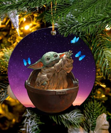 Baby Yoda Galaxy Butterfly Mica Ornament Perfect Gift For Holiday