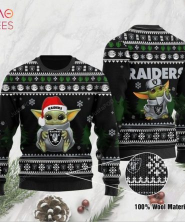 Best Baby Yoda Oakland Raiders Ugly Christmas Ugly Christmas Sweater All Over Print