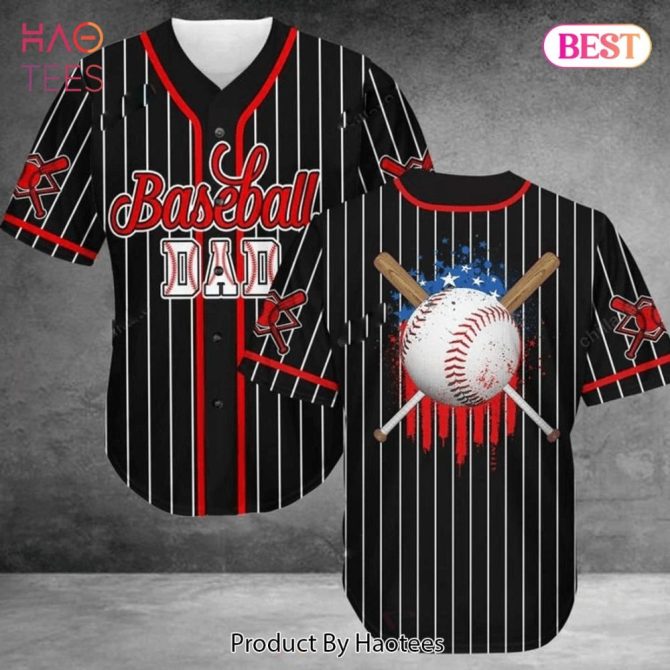 Baseball Dad Jersey - Patriotic Stripes & Stars Design - Perfect Gift For Sports Lovers