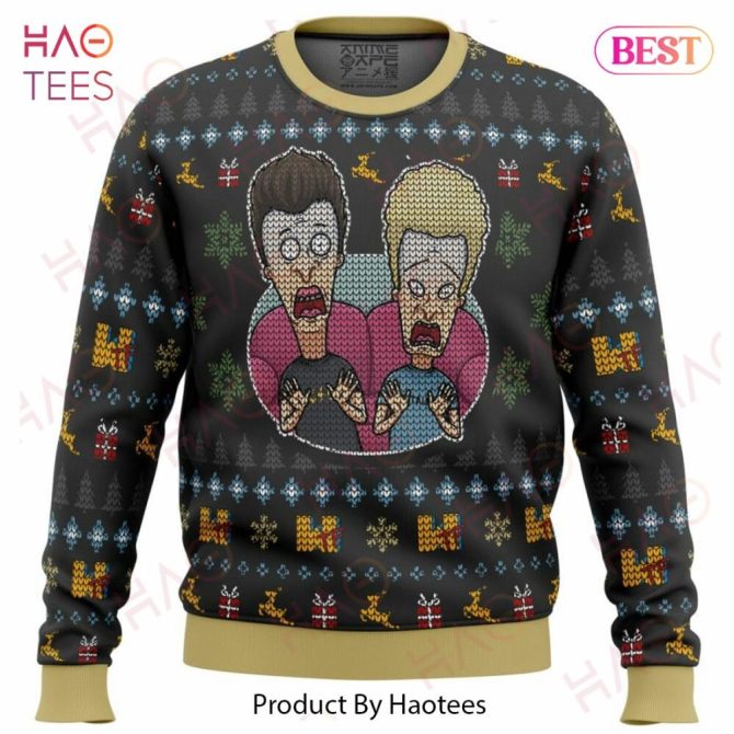 Beavis And Butthead Surprise Reaction Ugly Christmas Ugly Christmas Sweater