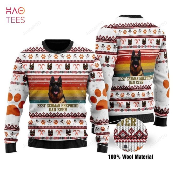 Best Best German Shepherd Dog Dad Ugly Christmas Ugly Christmas Sweater All Over