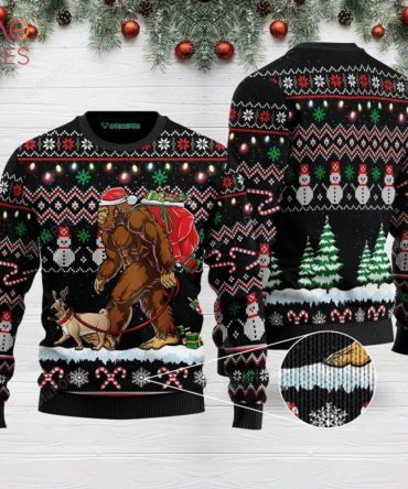Best Bigfoot Pug Ugly Christmas Ugly Christmas Sweater All Over Print Sweatshirt Ugly