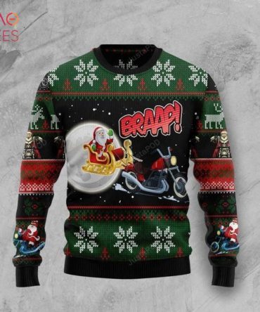Best Biker Santa Ugly Christmas Ugly Christmas Sweater All Over Print Sweatshirt Ugly
