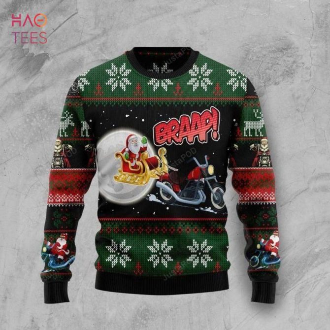 Best Biker Santa Ugly Christmas Ugly Christmas Sweater All Over Print Sweatshirt Ugly