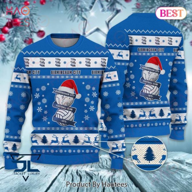 Birmingham City Fc Festive Sweater - Cozy Holiday Knit With Santa Hat Design