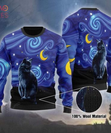 Best Black Cat Night Ugly Christmas Ugly Christmas Sweater All Over Print Sweatshirt