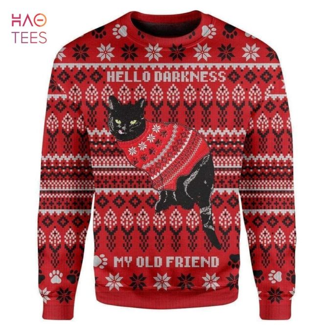 Best Black Cat Ugly Christmas Ugly Christmas Sweater All Over Print Sweatshirt Ugly - Image 2