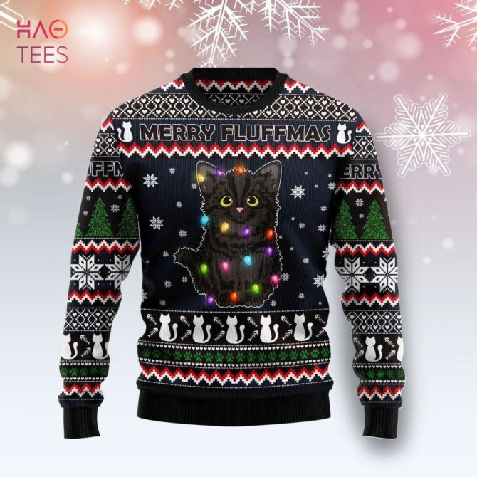 Best Black Cat Ugly Christmas Ugly Christmas Sweater All Over Print Sweatshirt Ugly - Image 4
