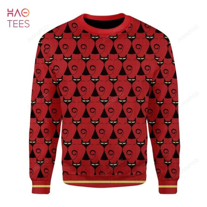 Best Black Cat Ugly Christmas Ugly Christmas Sweater All Over Print Sweatshirt Ugly - Image 6