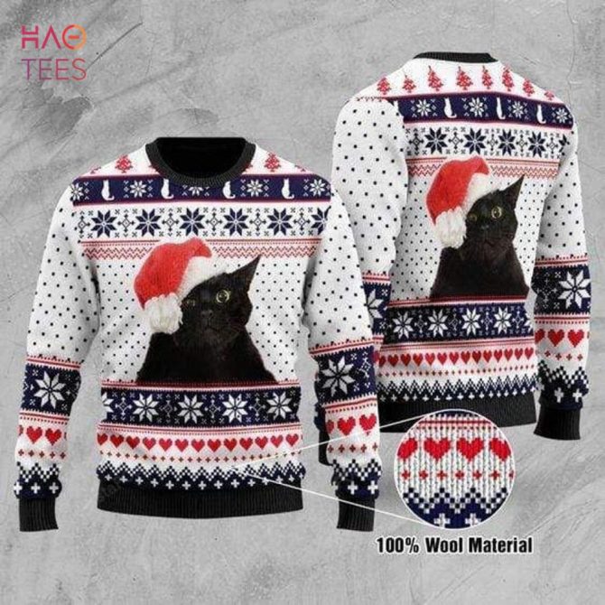 Best Black Cat Ugly Christmas Ugly Christmas Sweater All Over Print Sweatshirt Ugly - Image 7