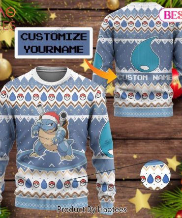 Customizable Pokémon Sweater - Blastoise Design , Perfect Holiday Gift!