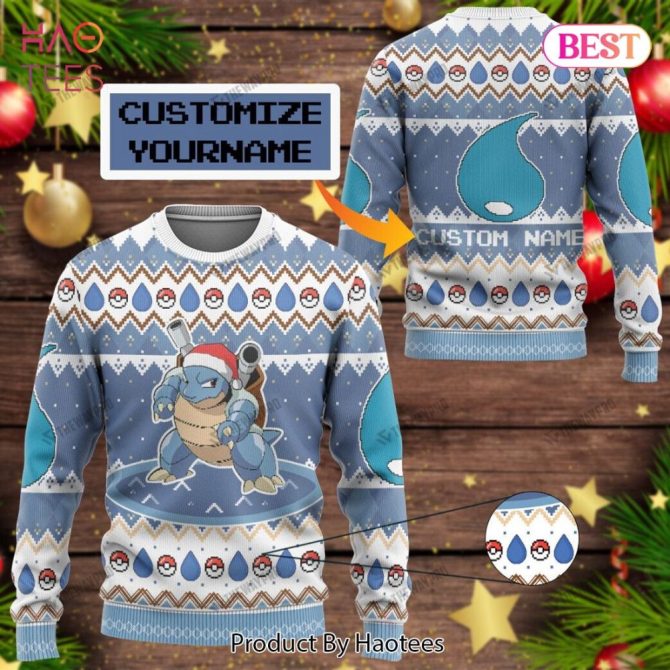 Customizable Pokémon Sweater - Blastoise Design , Perfect Holiday Gift!