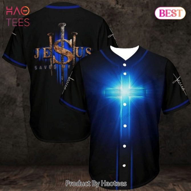 Christian Baseball Jersey – Jesus Saved My Life Design – Spiritual Faith Tee