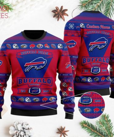 Best Buffalo Bills Football Team Logo Custom Name Personalized Ugly Christmas