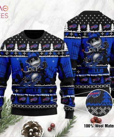 Best Buffalo Bills Jack Skellington Halloween Holiday Party Ugly Christmas Ugly Christmas Sweater