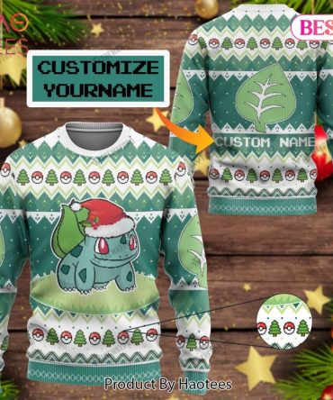 Custom Name Bulbasaur Christmas Sweater - Perfect Personalized Holiday Gift!