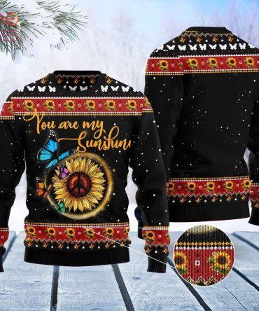 Best Butterfly Sunshine Ugly Christmas Ugly Christmas Sweater All Over Print Sweatshirt Ugly