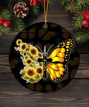 Butterfly Sun Flower Mica Ornament Perfect Gift For Holiday
