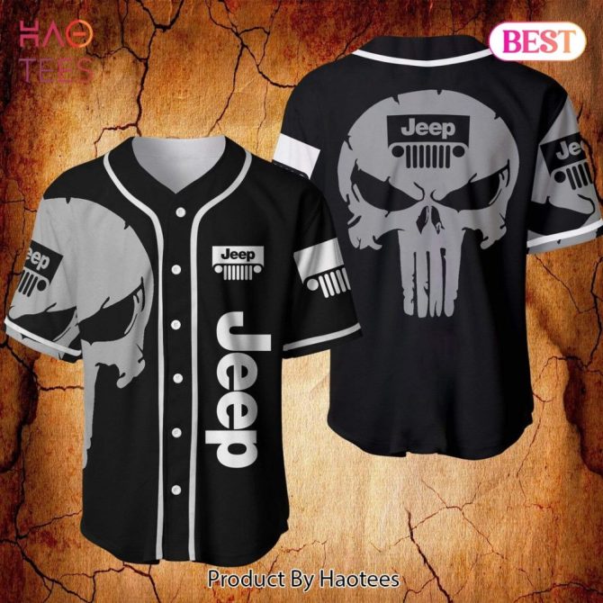 Jeep Skull Baseball Jersey - Men'S Black Graphic Tee For Adventure Lovers
