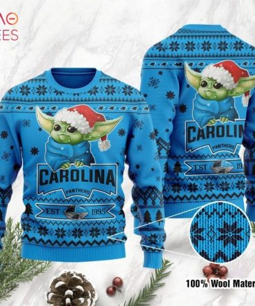 Best Carolina Panthers Cute Baby Yoda Grogu Ugly Christmas Ugly Christmas Sweater Ugly
