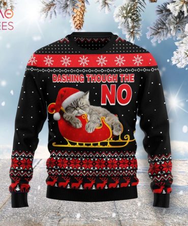 Cat Dashing Through The No Ugly Christmas Ugly Christmas Sweater