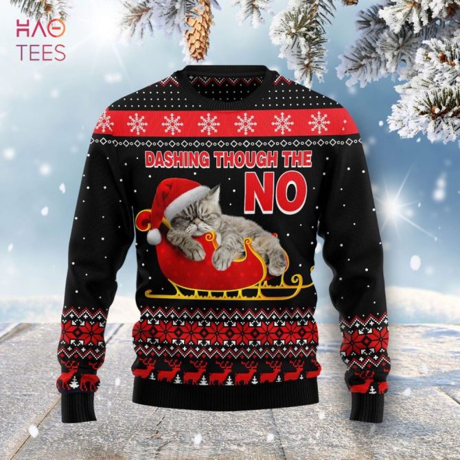 Cat Dashing Through The No Ugly Christmas Ugly Christmas Sweater