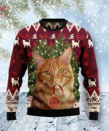 Cat Decor Pine Xmas Ugly Christmas Ugly Christmas Sweater
