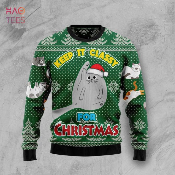 Cat Keep It Classy Ugly Christmas Ugly Christmas Sweater