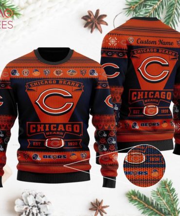 Best Chicago Bears Football Team Logo Custom Name Personalized Ugly Christmas