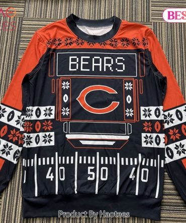 Chicago Bears Ugly Christmas Sweater - Festive Football Design, Unisex Holiday Crewneck