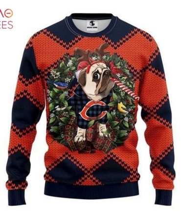 Best Chicago Bears Pug Dog Ugly Christmas Ugly Christmas Sweater All Over Print