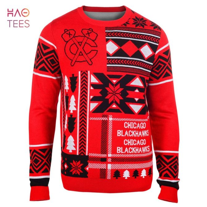 Best Chicago Blackhawks Nhl Patches Ugly Christmas Sweater