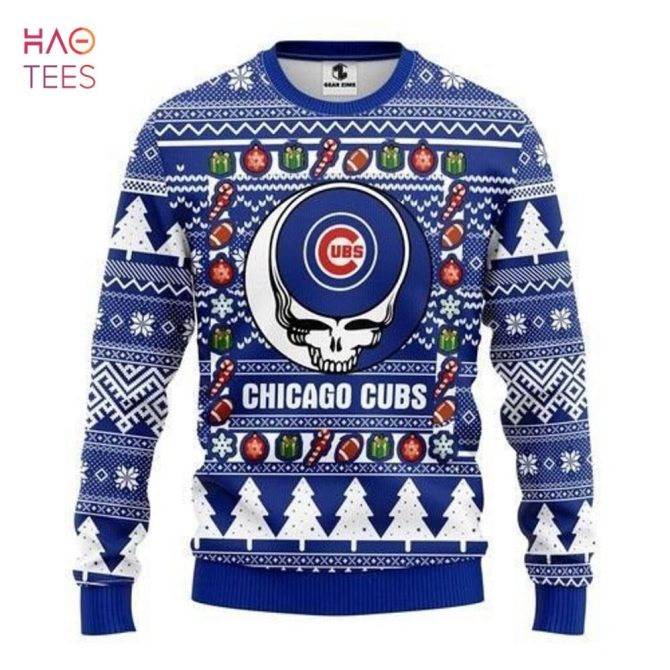 Best Chicago Cubs Grateful Dead Ugly Christmas Ugly Christmas Sweater All Over Print - Image 2