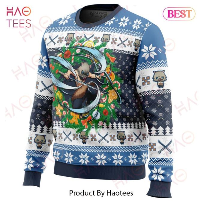 Christmas Hashibira Inosuke Demon Slayer Ugly Christmas Ugly Christmas Sweater - Image 2