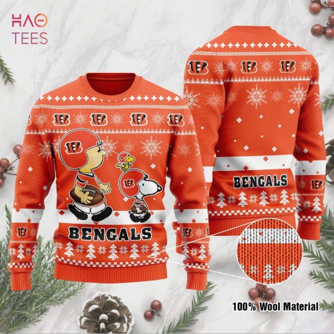 Best Cincinnati Bengals Funny Charlie Brown Peanuts Snoopy Ugly Christmas Ugly Christmas Sweater