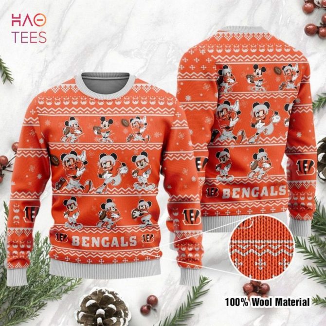 Best Cincinnati Bengals Mickey Mouse Ugly Christmas Ugly Christmas Sweater Ugly Christmas Sweater Christmas
