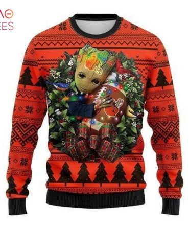 Best Cleveland Browns Groot Hug Ugly Christmas Ugly Christmas Sweater All Over Print