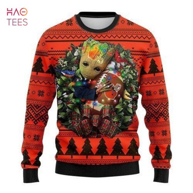 Best Cleveland Browns Groot Hug Ugly Christmas Ugly Christmas Sweater All Over Print