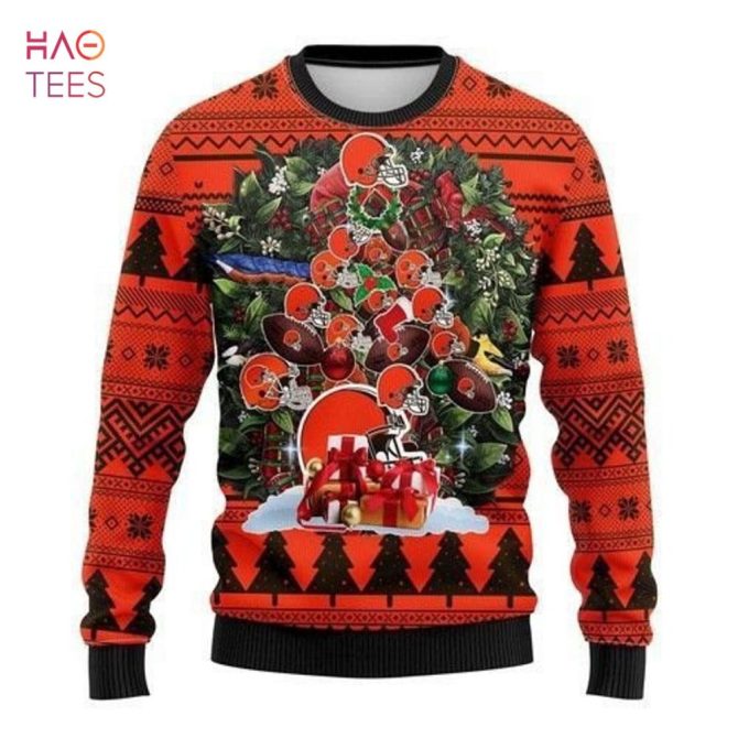 Best Cleveland Browns Ugly Christmas Ugly Christmas Sweater All Over Print Sweatshirt Ugly - Image 4