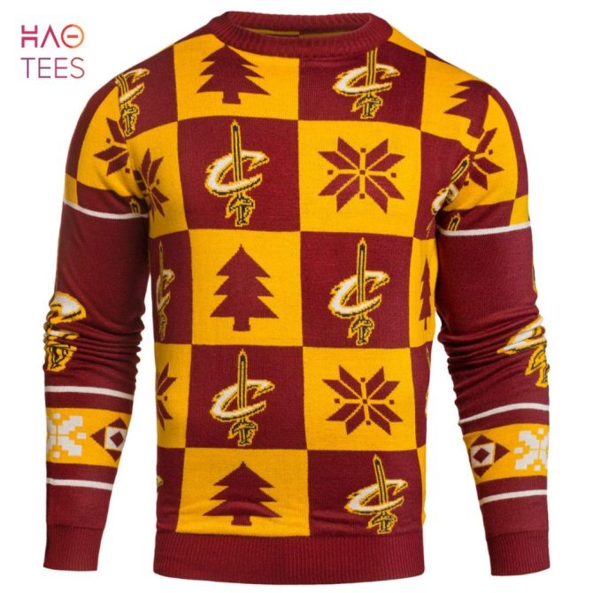 Best Cleveland Cavaliers Patches Nba Ugly Crew Neck Ugly Christmas Sweater By Forever Collectibles